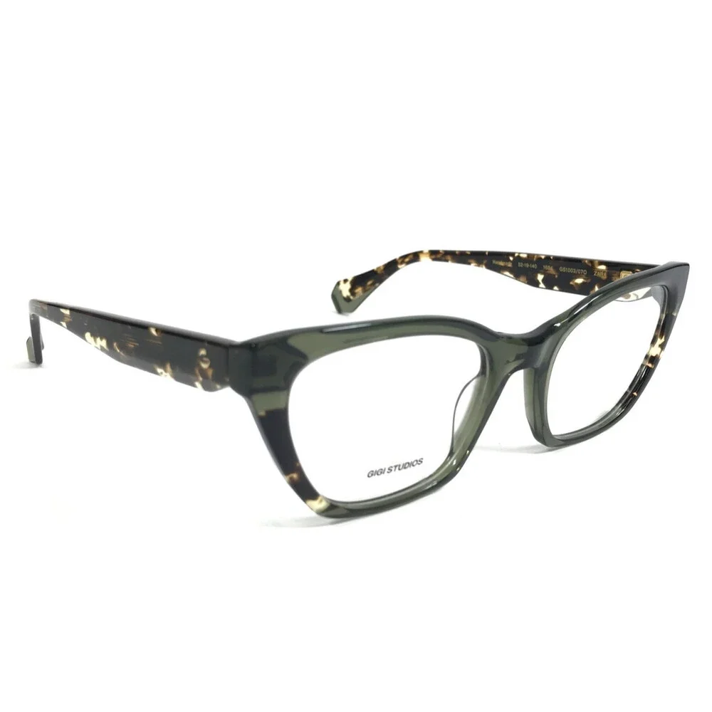 Gigi Studios Eyeglasses Frames ZARA GS1003/07O Green Tortoise Cat Eye 52-19-140